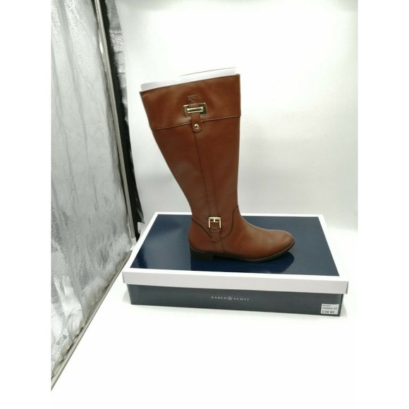 Karen Scott Deliee Regular Calf Riding Boots Cognac Women's US 7M New - Picture 1 of 6
